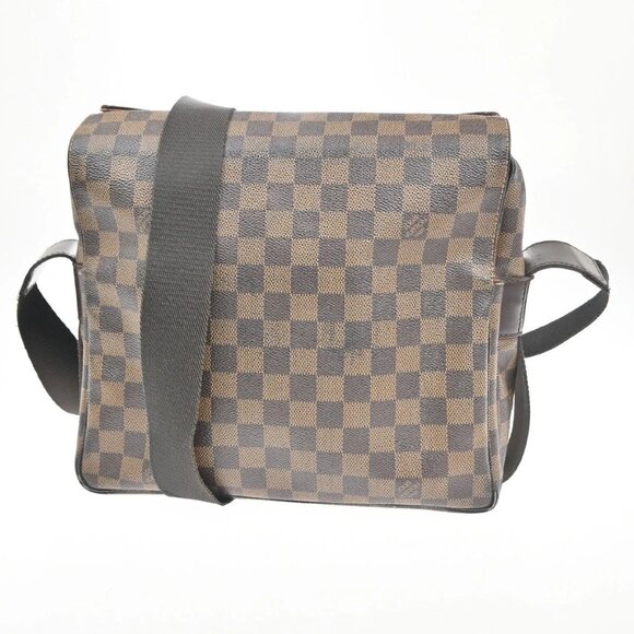 LOUIS VUITTON Naviglio Shoulder Bag Damier Ebene Leather Brown N45255 86EF009 - Picture 1 of 16